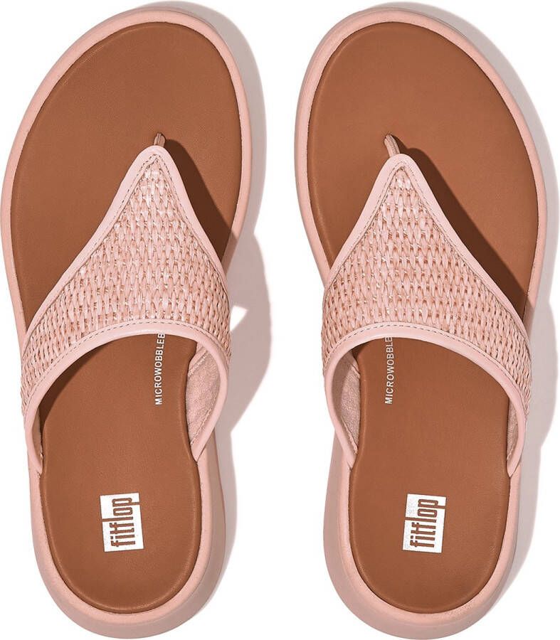 FitFlop F-Mode Woven-Raffia Flatform Toe-Post Sandals ROZE