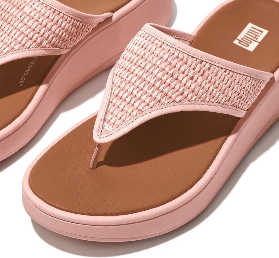 FitFlop F-Mode Woven-Raffia Flatform Toe-Post Sandals ROZE