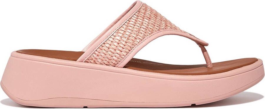 FitFlop F-Mode Woven-Raffia Flatform Toe-Post Sandals ROZE