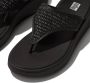 FitFlop F-Mode Woven-Raffia Flatform Toe-Post Sandals ZWART - Thumbnail 6