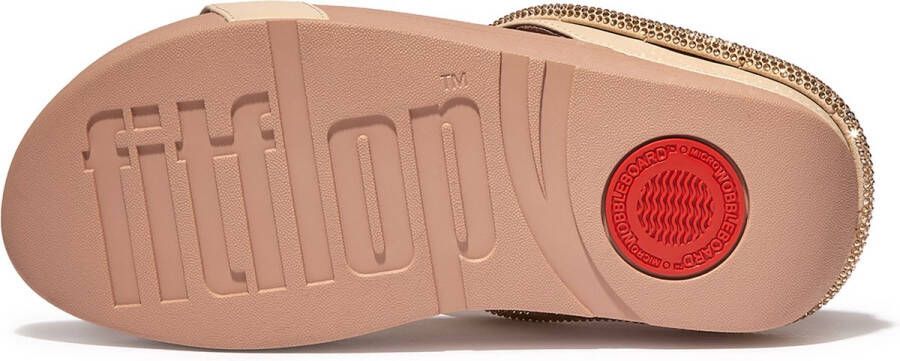 FitFlop Fino Crystal-Cord Leather Slides BEIGE