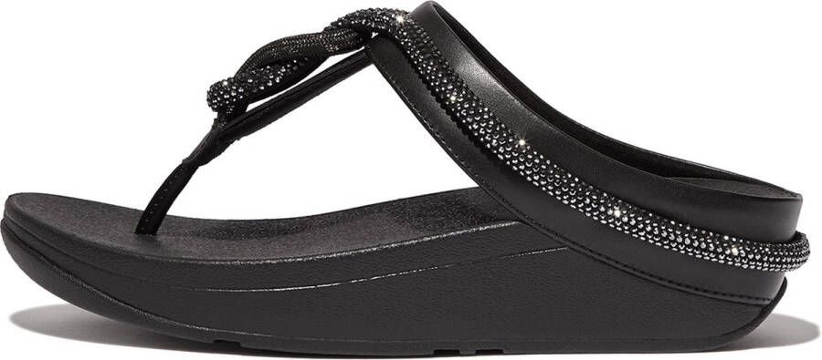 Fitflop™ FitFlop Fino Crystal-Cord Leather Toe-Post Sandals ZWART - Foto 5