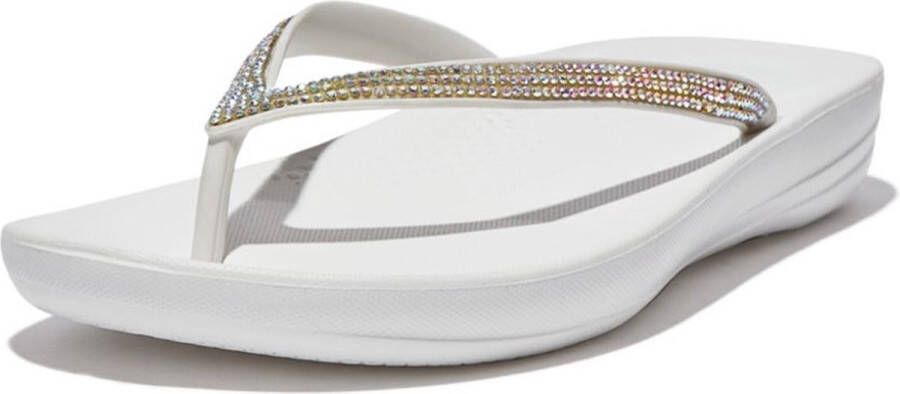 FitFlop Iqushion Sparkle teenslippers dames wit zilver