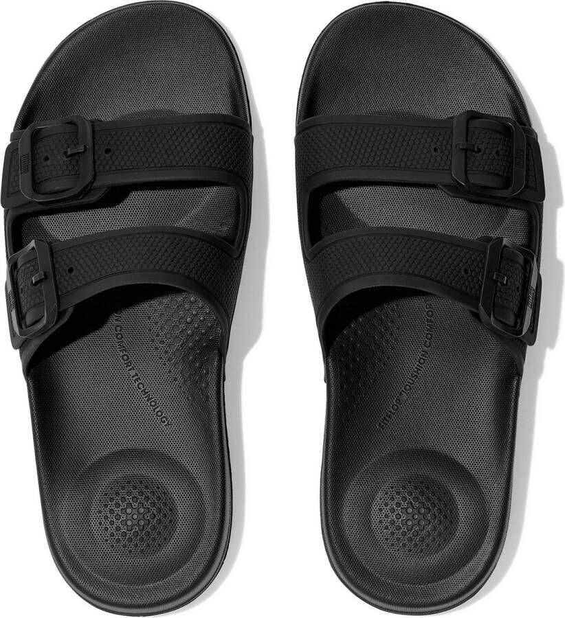 FitFlop Iqushion Two-bar Buckle Slides Zwart Vrouw