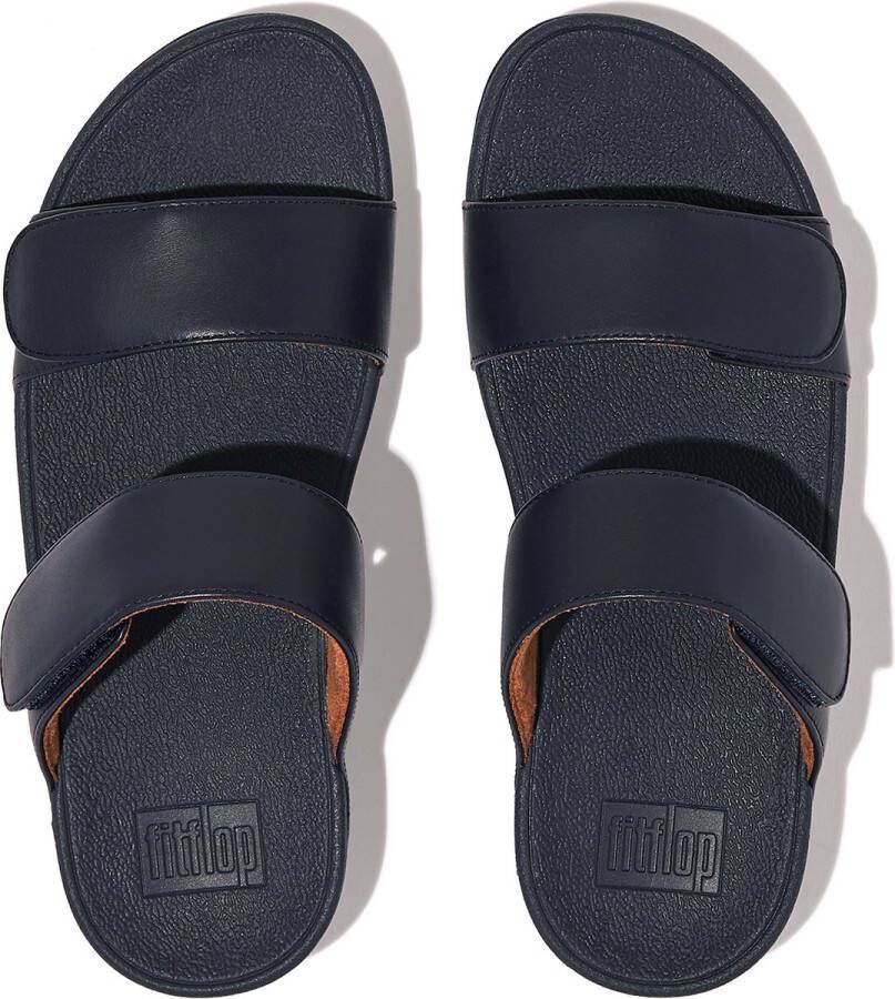 FitFlop Lulu Adjustable Leather Slides BLAUW