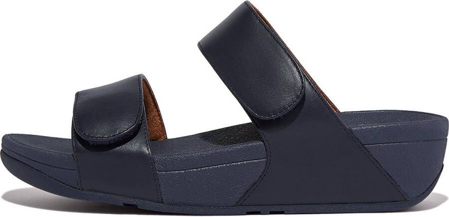 FitFlop Lulu Adjustable Leather Slides BLAUW