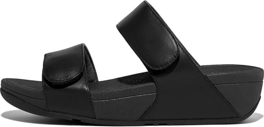 FitFlop Lulu Adjustable Leather Slides ZWART