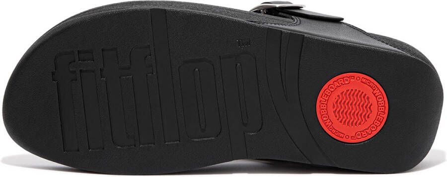 FitFlop Lulu Adjustable Toe Post Leather ZWART