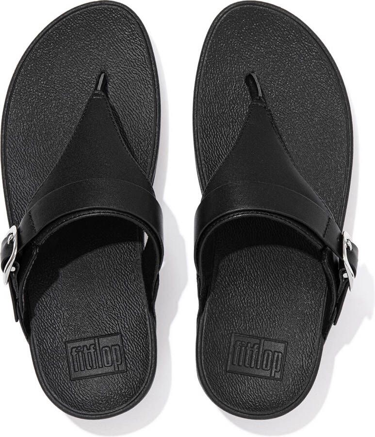FitFlop Lulu Adjustable Toe Post Leather ZWART