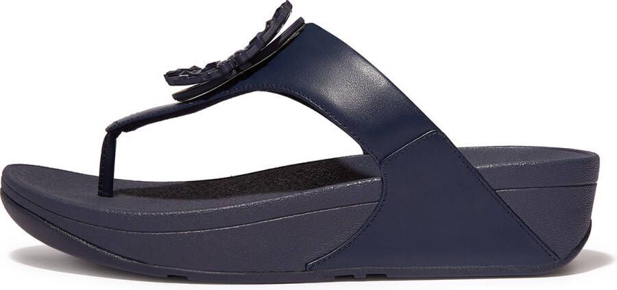 FitFlop Lulu Crystal-Circlet Leather Toe-Post Sandals BLAUW
