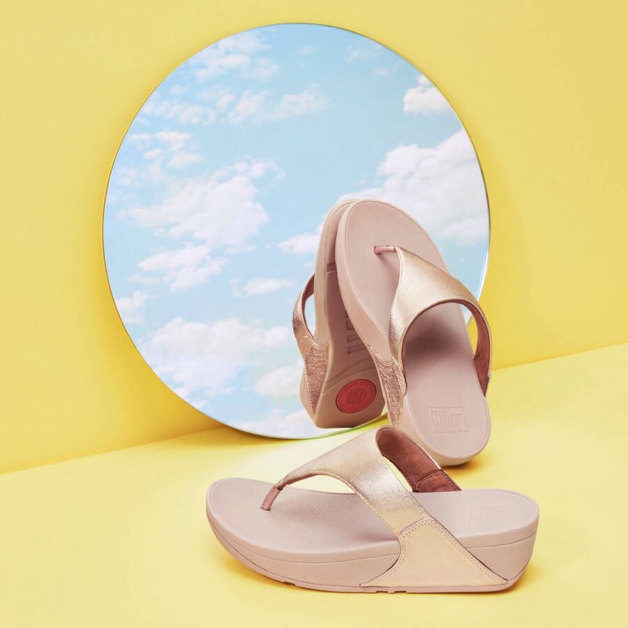 FitFlop TM Lulu leren teenslippers roségoud - Foto 13