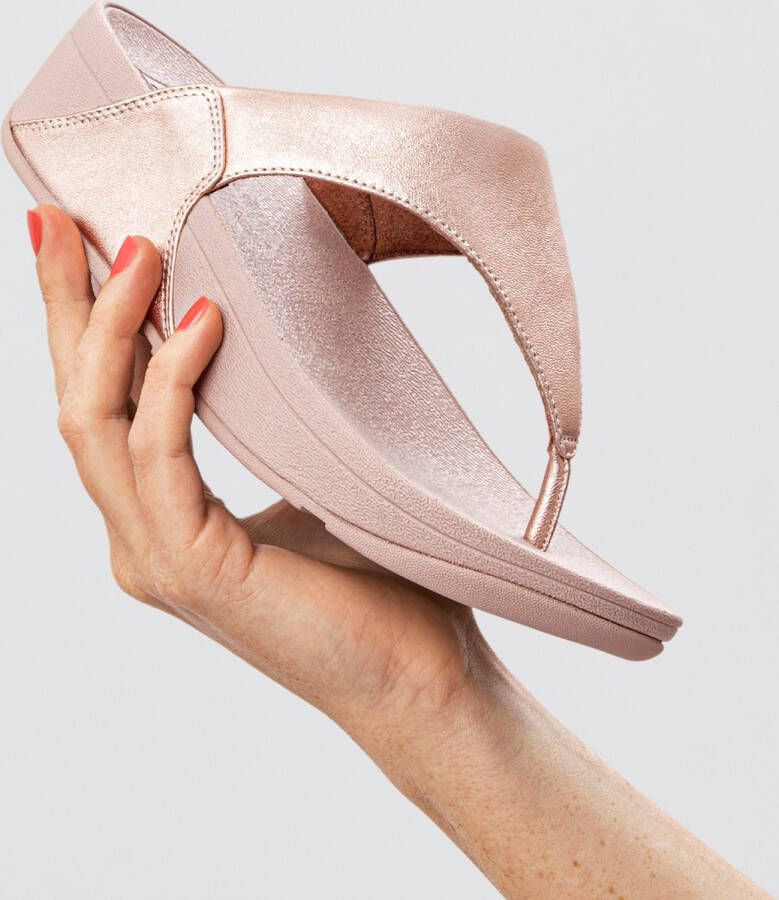 FitFlop TM Lulu leren teenslippers roségoud - Foto 8