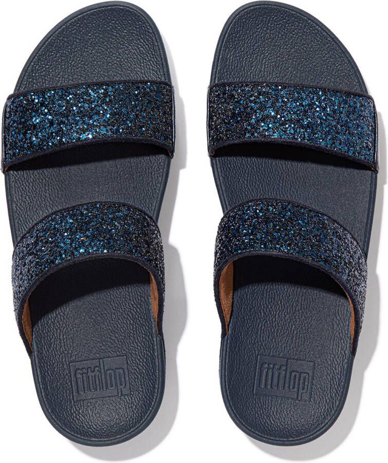 FitFlop Lulu Slide Glitter Sandalen blauw - Foto 3