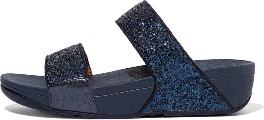 FitFlop Lulu Slide Glitter Sandalen blauw - Foto 4