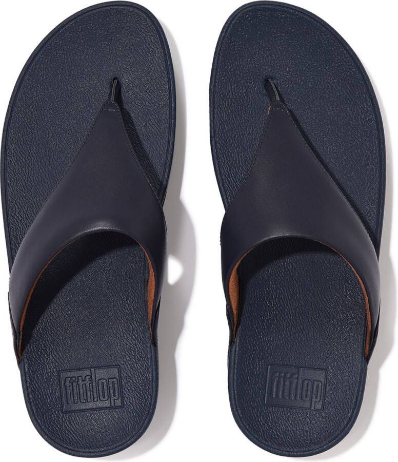 FitFlop Lulu Leather Toepost Slippers Blauw Vrouw - Foto 4