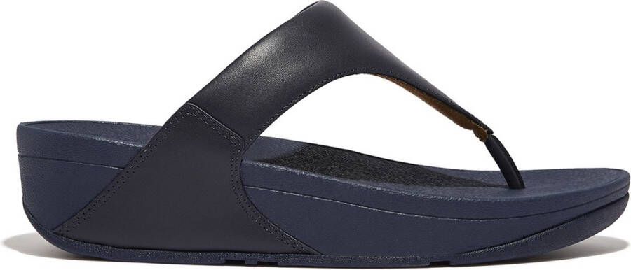 FitFlop Lulu Leather Toepost Slippers Blauw Vrouw - Foto 8