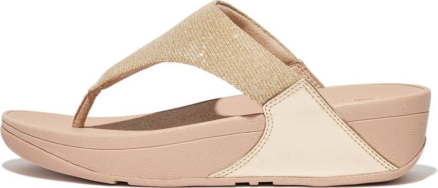 FitFlop Lulu Shimmerlux Toe-post Sandalen Beige Vrouw