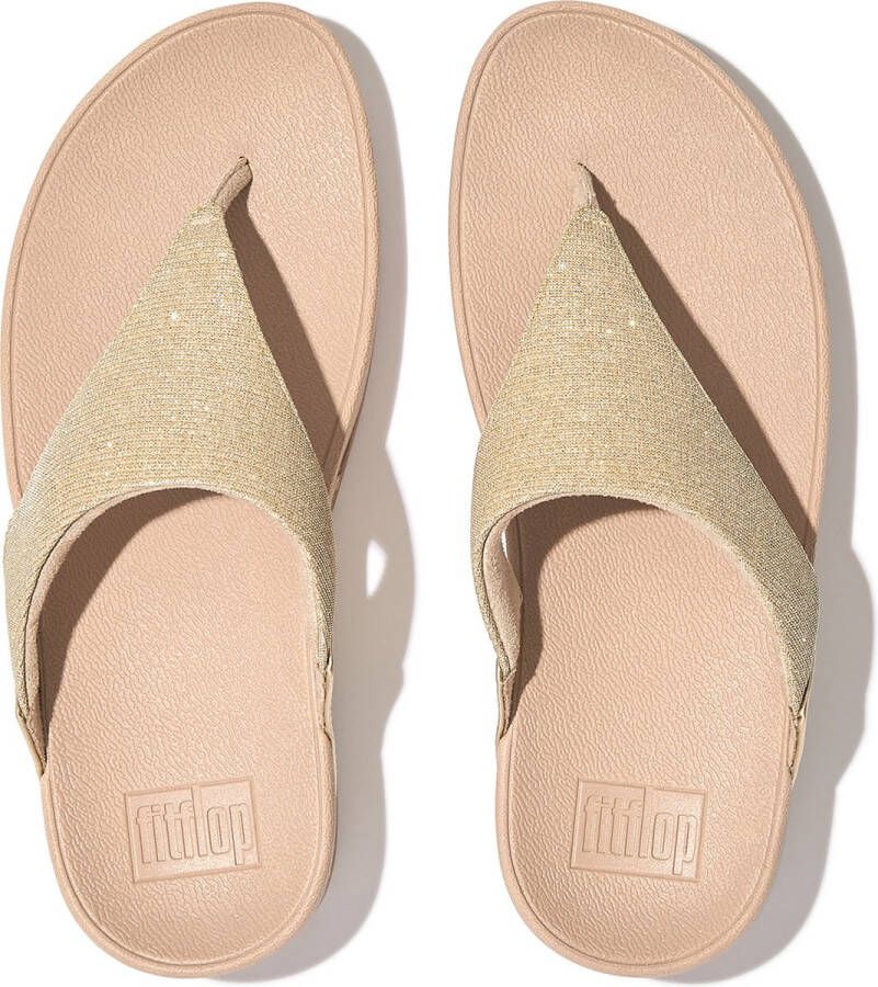 FitFlop Lulu Shimmerlux Toe-post Sandalen Beige Vrouw