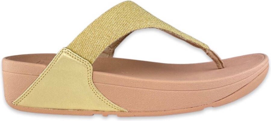 FitFlop Lulu Shimmerlux Toe-post Sandalen Beige Vrouw