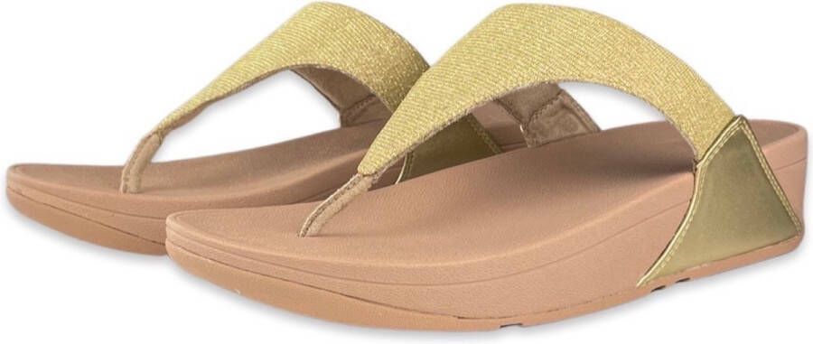 FitFlop Lulu Shimmerlux Toe-post Sandalen Beige Vrouw