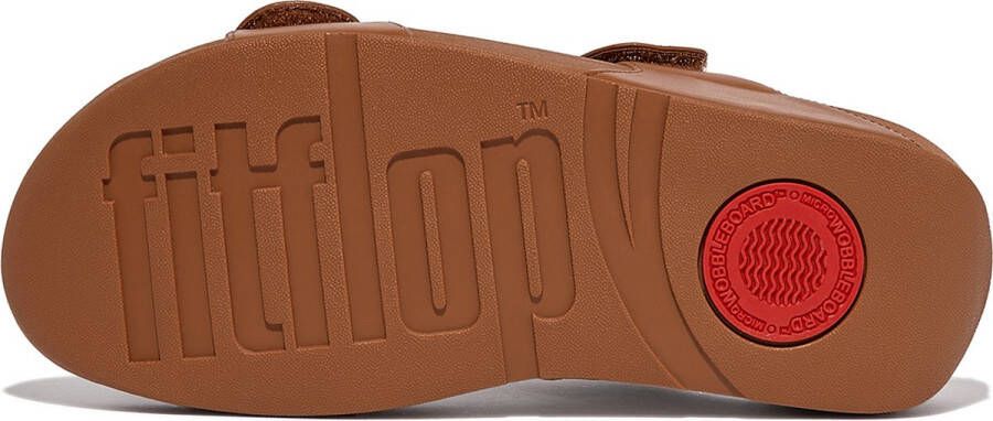 FitFlop Slipper Lulu Adjustable Leather Slides Light Tan Cognac - Foto 4