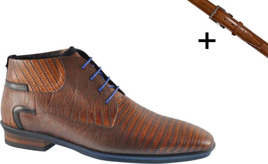 Floris van Bommel Vrouwen Slangenprint Cognac