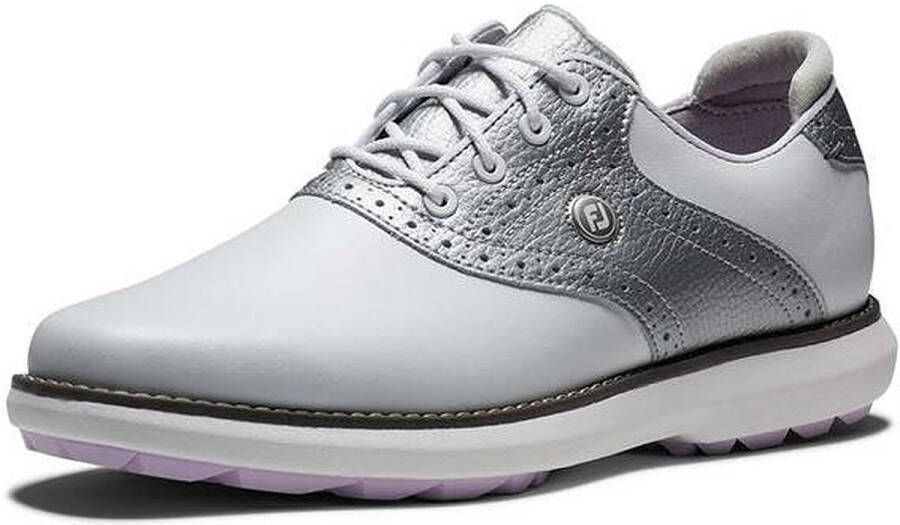 Footjoy Golfschoenen Dames Traditions Wit Zilver Spikeless