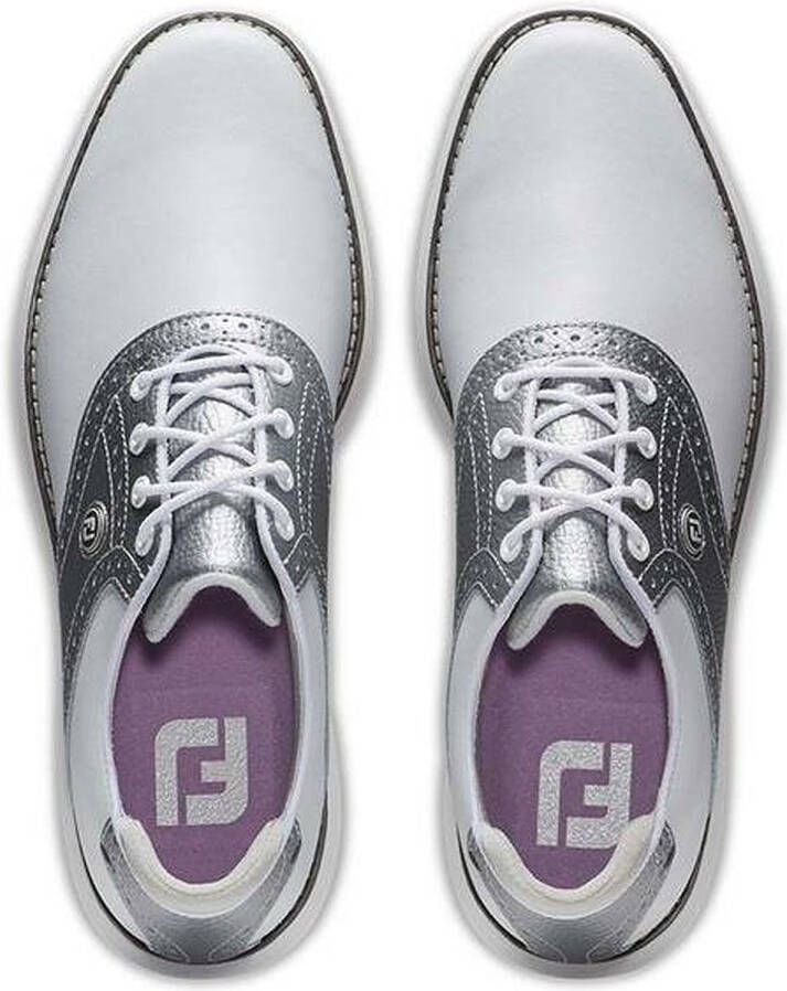 Footjoy Golfschoenen Dames Traditions Wit Zilver Spikeless