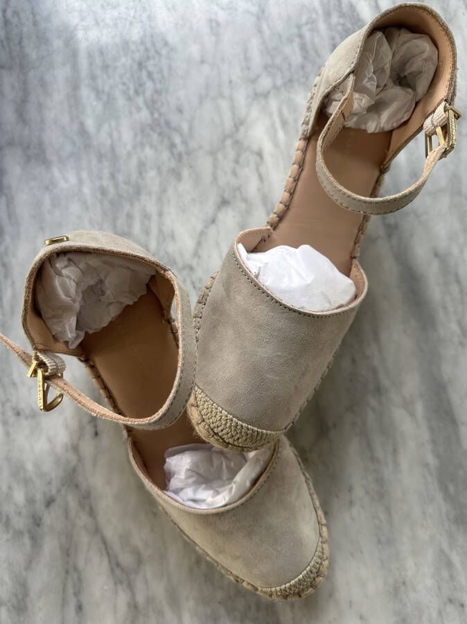 Fred de la Bretoniere 153010272 Espadrilles Met Sleehak Dames Taupe