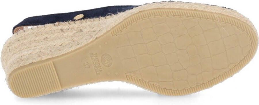 Fred de la Bretoniere Espadrille Sleehak Donkerblauw