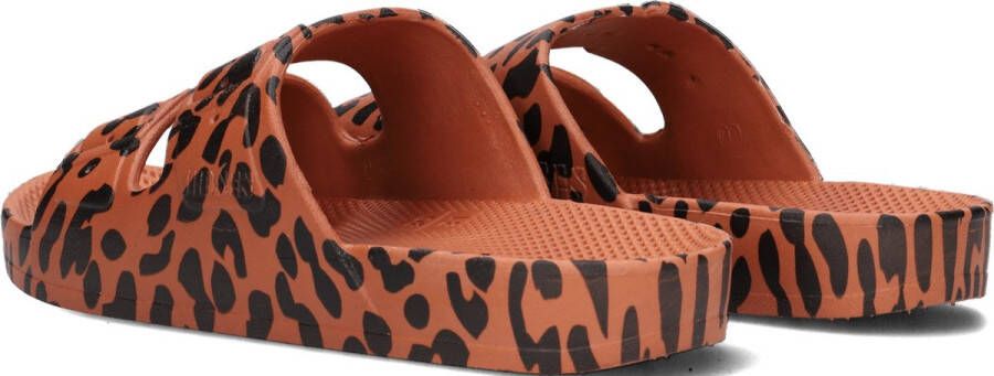 Freedom Moses Slippers Slides Leo Toffee Leopard Print Cognac