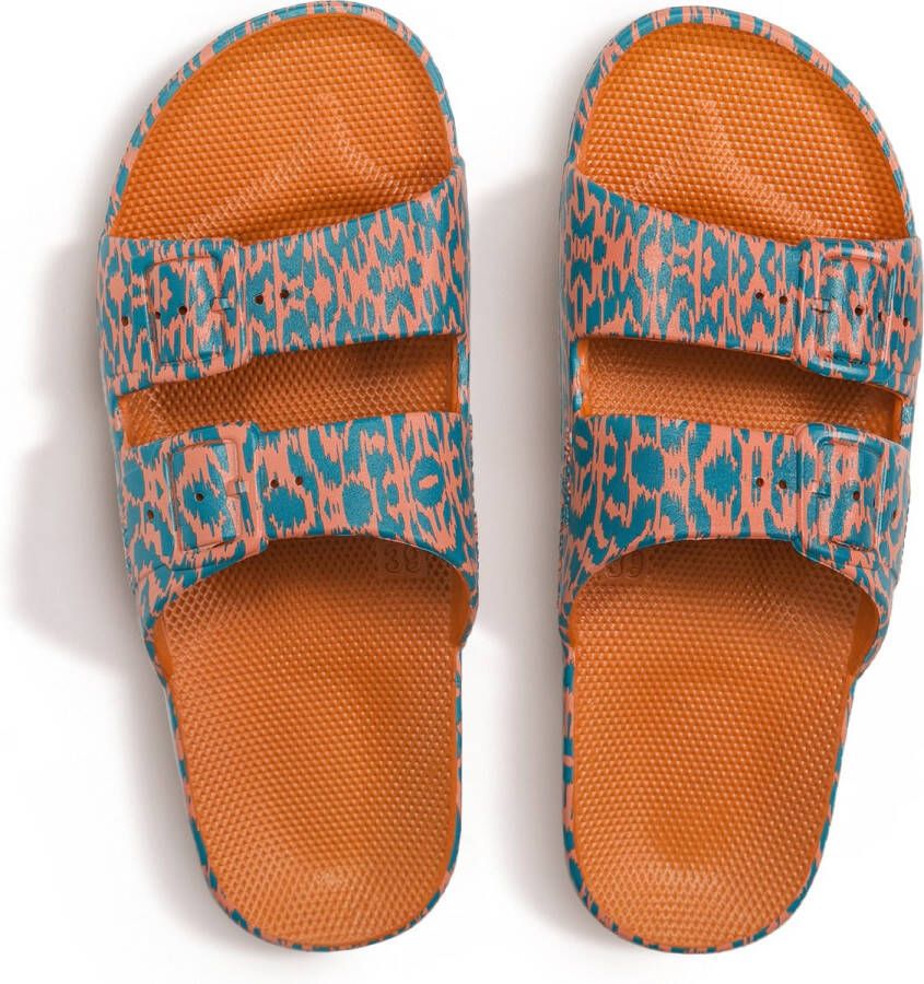 Freedom Moses Slippers Slides Vegan Ikat Chai Print Oranje