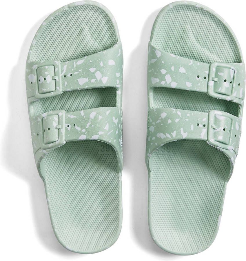 Freedom Moses Slippers Slides Vegan White Terrazzo Sage Groen - Foto 2