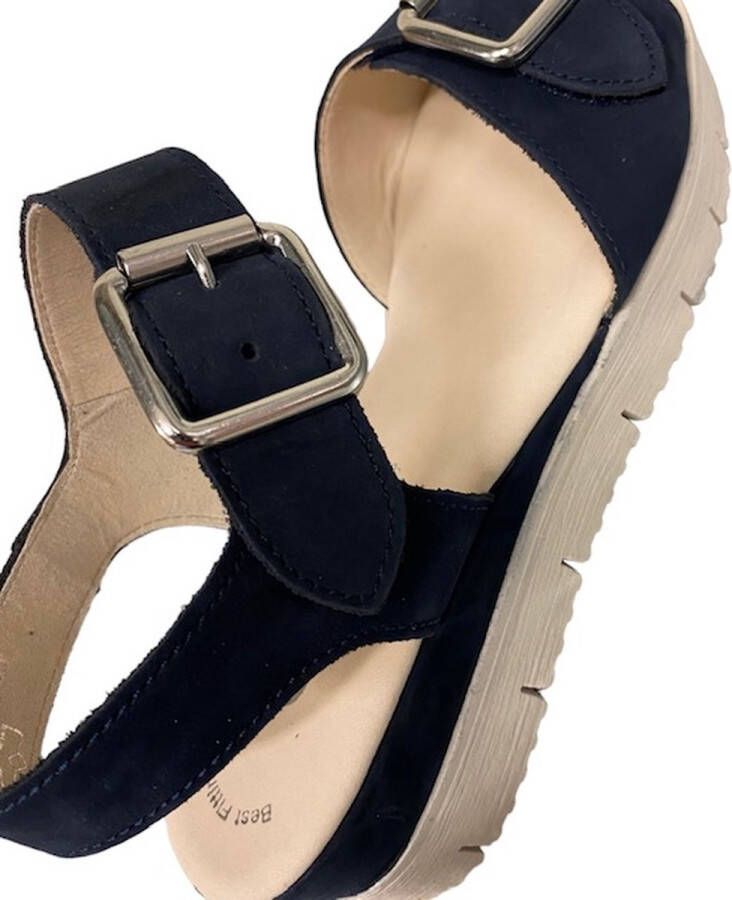 Gabor 24.770-16 Soft Nubuck Blue-voetbed sandaal- sandaal-sleehak sandaal