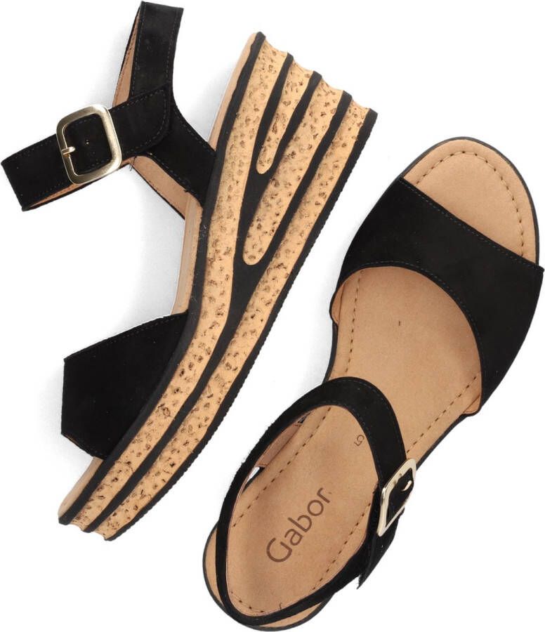 Gabor 651 Sandalen Met Sleehak Dames Zwart