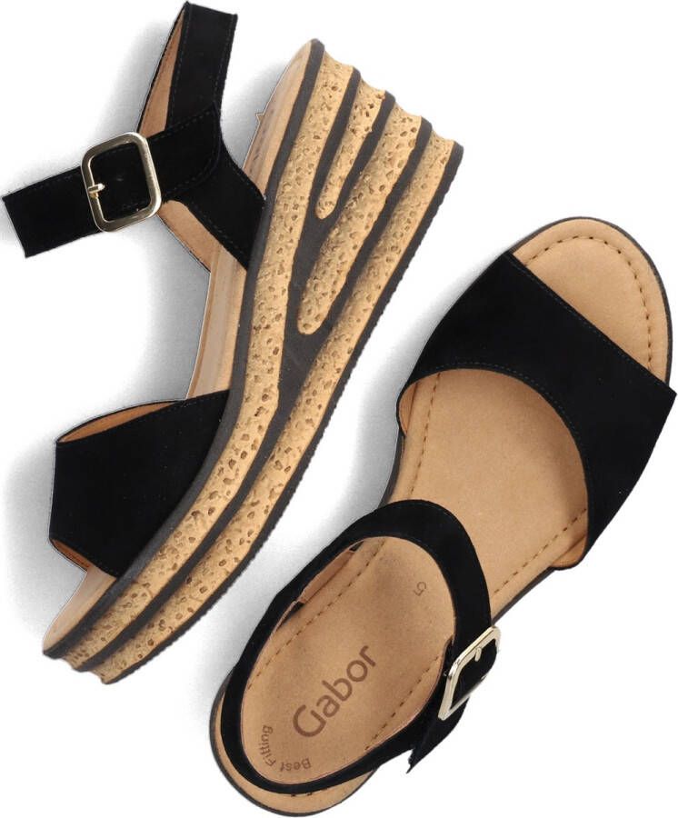 Gabor 651 Sandalen Met Sleehak Dames Zwart