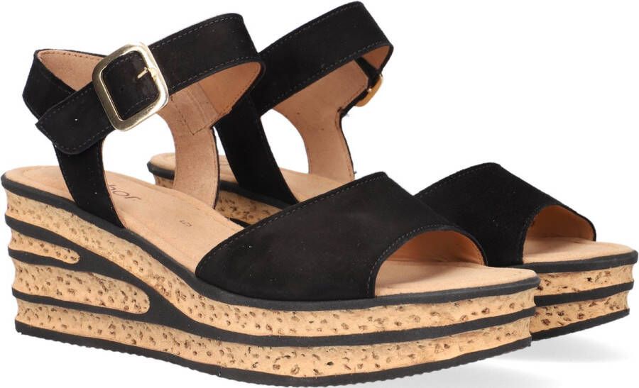 Gabor 651 Sandalen Met Sleehak Dames Zwart