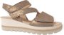 Gabor Gouden Suède Sandalen Velcro Sluiting Beige Dames - Thumbnail 10