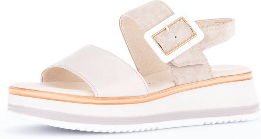 Gabor Comfortabele leren sandalen met klittenbandsluiting Beige Dames - Foto 4