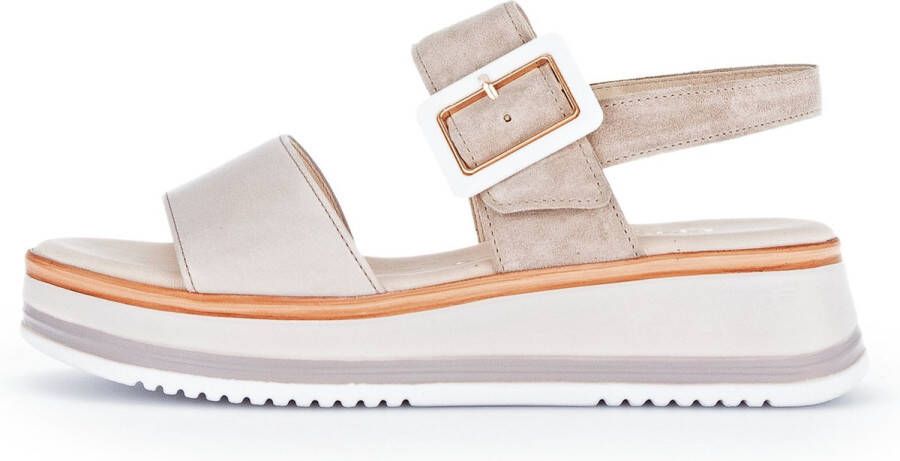 Gabor Comfortabele leren sandalen met klittenbandsluiting Beige Dames - Foto 6
