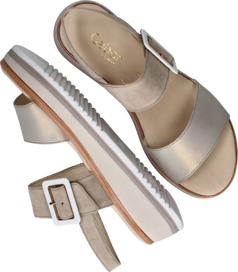 Gabor Comfortabele leren sandalen met klittenbandsluiting Beige Dames - Foto 9