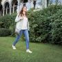 Gabylou Opengewerkte sandalen comfort leer Brede voet H Model Marie Odile Argent Ecru - Thumbnail 12