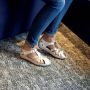 Gabylou Opengewerkte sandalen comfort leer Brede voet H Model Marie Odile Argent Ecru - Thumbnail 6