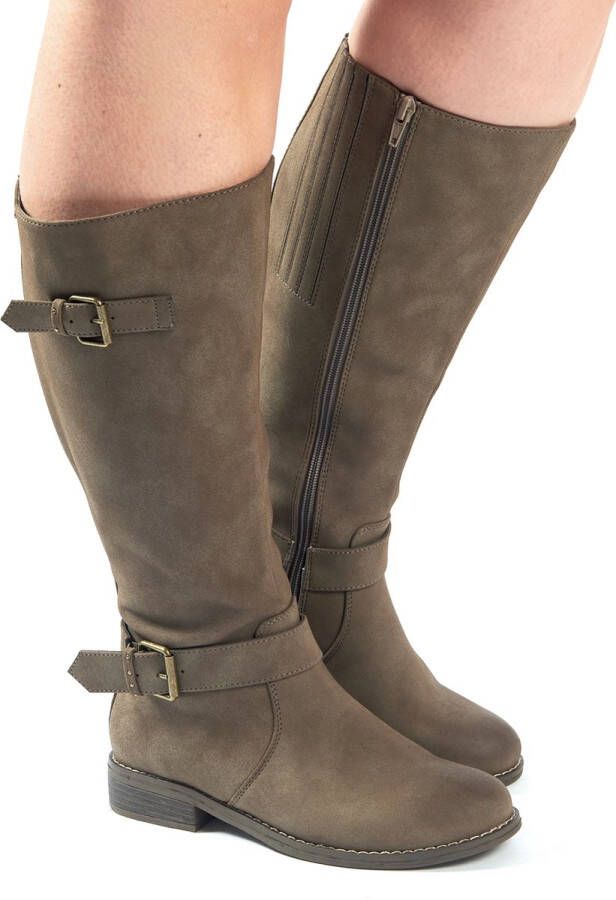 Gabylou XL laarzen voor brede kuiten Model Isabelle Taupe