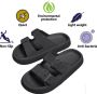 Geweo Slippers Badslippers Strand Sandalen Dubbele Gesp Pillow Slides Slippers Kerstmis Kerstfeest Christmas Gift Unisex Dikke Zool Antislip Lichtgewicht Zwart - Thumbnail 5