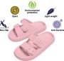 Geweo Slippers Badslippers Strand Sandalen Dubbele Gesp Pillow Slides Slippers Kerstmis Kerstfeest Christmas Gift Unisex Dikke Zool Antislip Lichtgewicht Zwart - Thumbnail 2