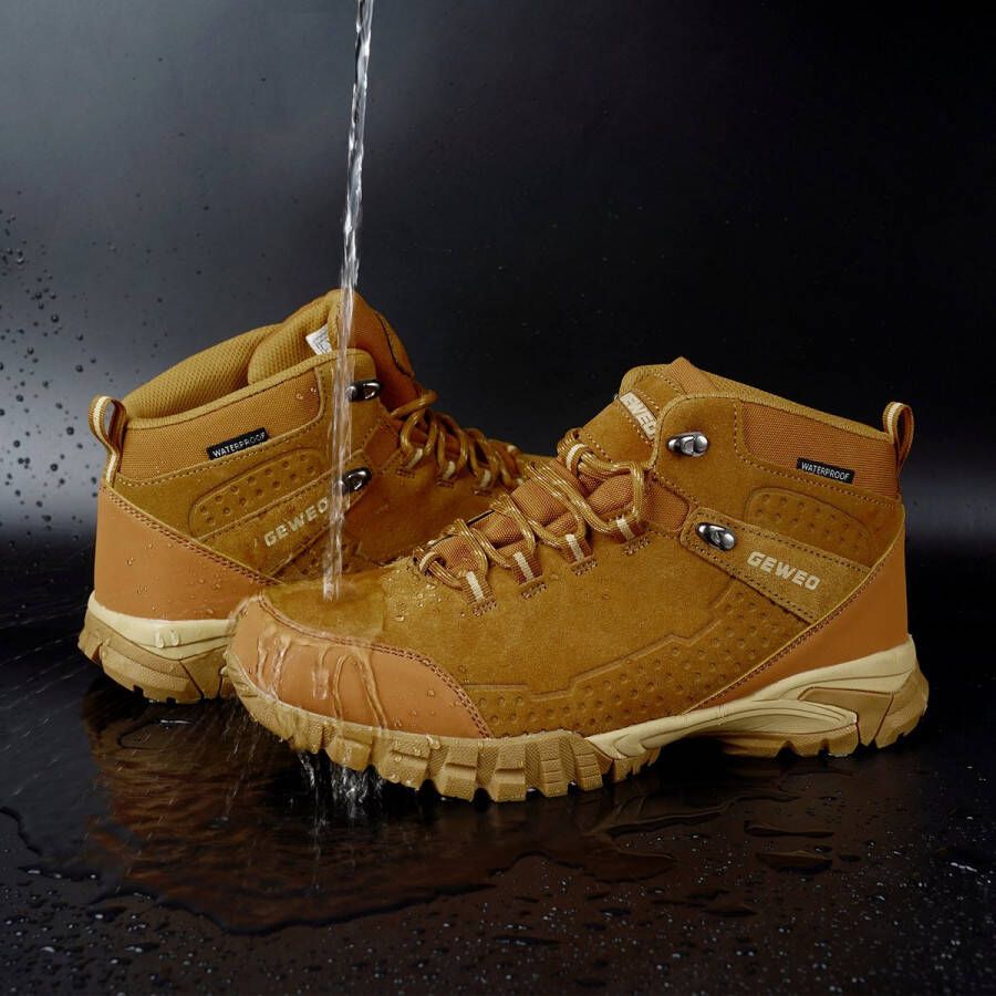 Geweo Outdoorschoenen Heren Middelhoge Waterdichte Wandelschoenen Waterdicht en Ademend Universal Bruin