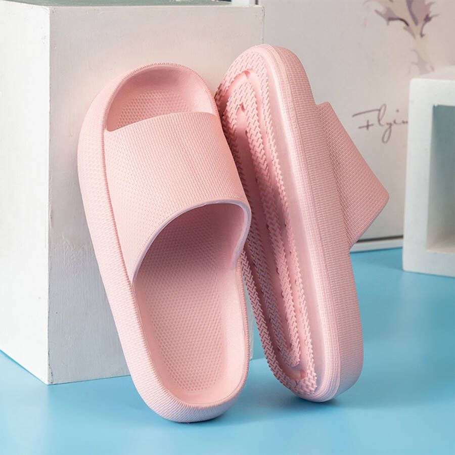 Geweo Slippers Heren Dames EVA Badslippers Unisex Verdikte Lichtgewicht Super Zacht aan je Voeten Anti-Slip en Stevig Voetbed Anti-lawaai Roze