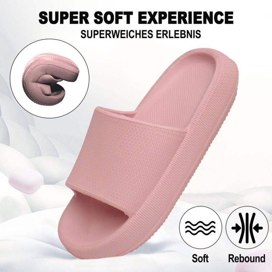 Geweo Slippers Heren Dames EVA Badslippers Unisex Verdikte Lichtgewicht Super Zacht aan je Voeten Anti-Slip en Stevig Voetbed Anti-lawaai Roze