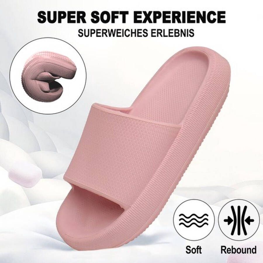 Geweo Slippers Heren Dames EVA Badslippers Unisex Verdikte Lichtgewicht Super Zacht aan je Voeten Anti-Slip en Stevig Voetbed Anti-lawaai Roze